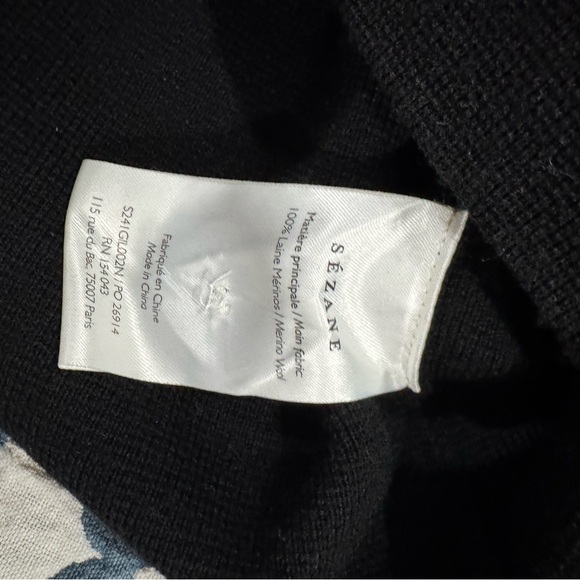 Sezane Betty Cardigan Black with White Trim - Picture 7 of 7